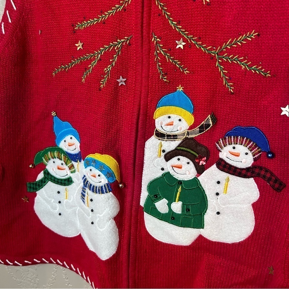 Mercer Street Studio Christmas sweater vest snowmen L great condition - Picture 7 of 7